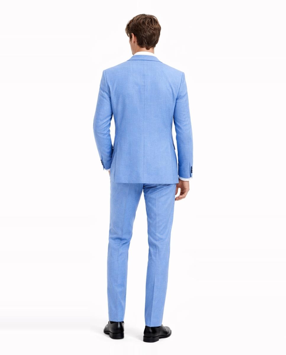 Casaco de Fato Slim Fit Liso Azul-claro-2