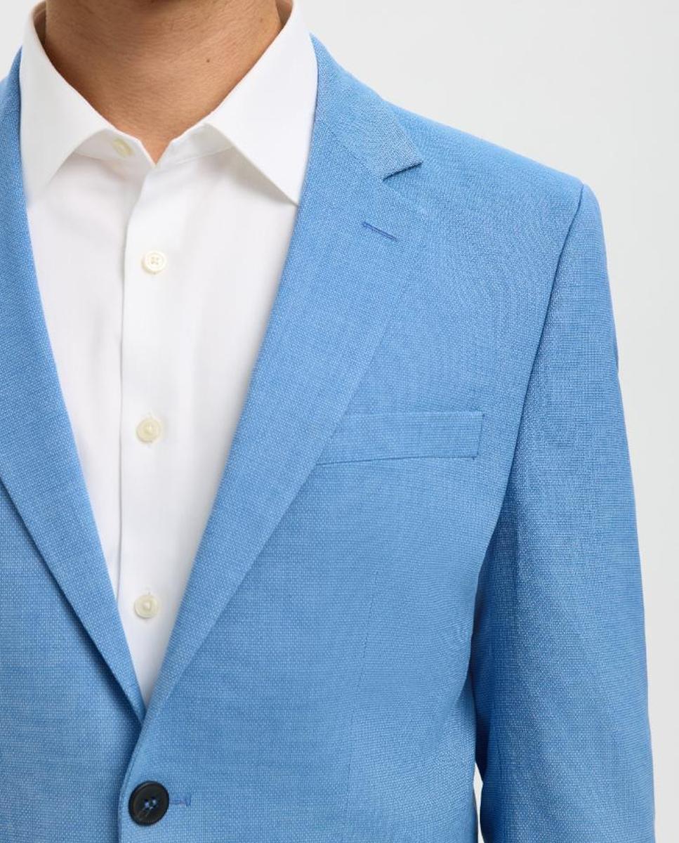 Casaco de Fato Slim Fit Liso Azul-claro-3