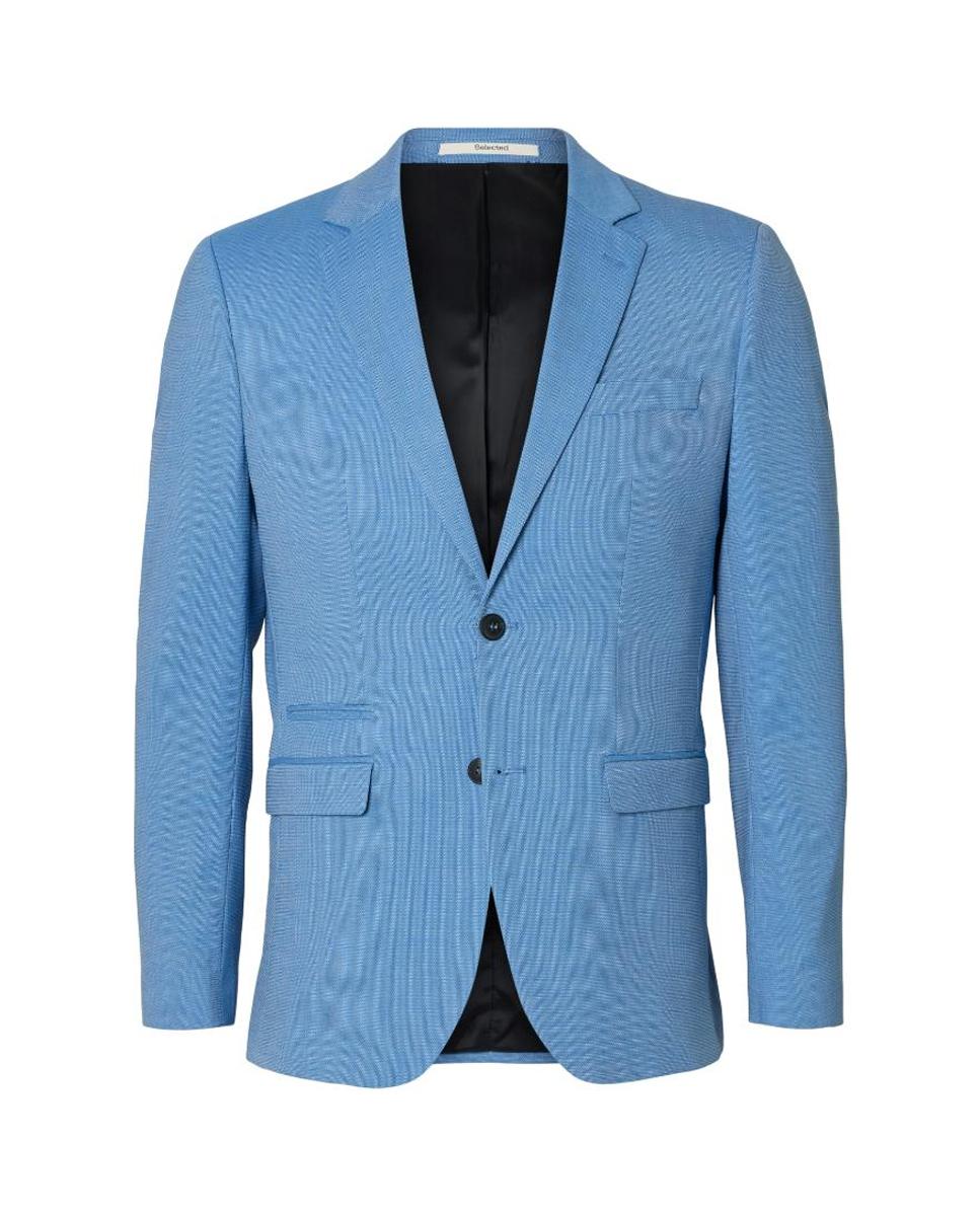 Casaco de Fato Slim Fit Liso Azul-claro-4