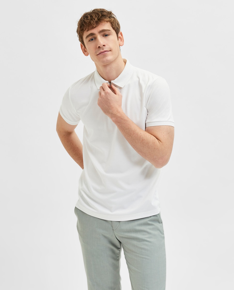 Polo de hombre manga corta - Selected - Blanco Blanco-1