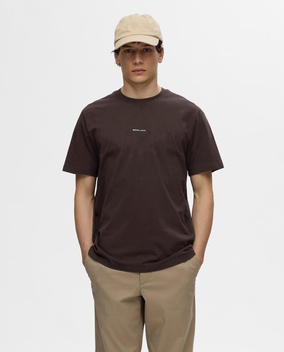 T-shirt com Manga Curta Castanho-escuro-1