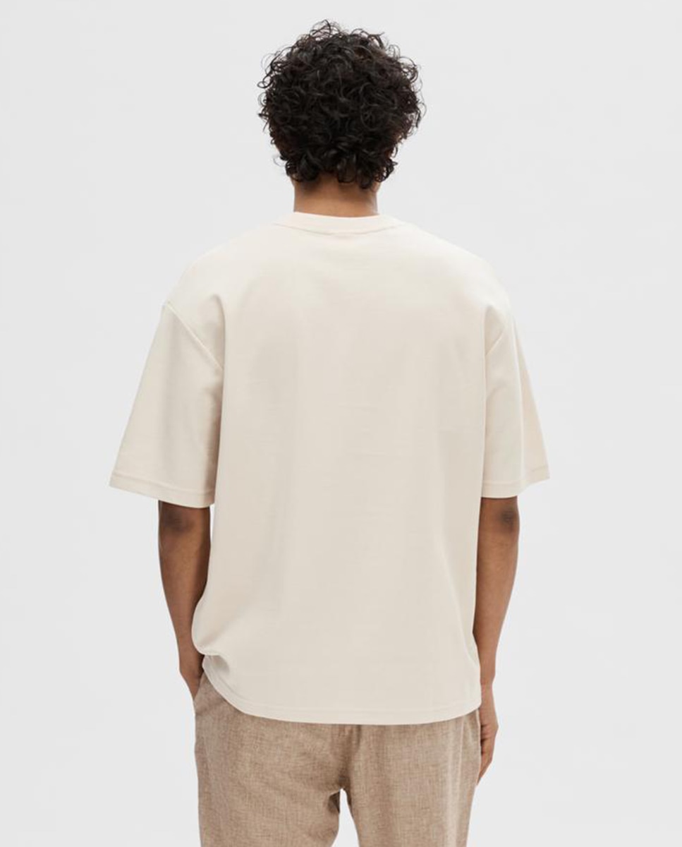 Camiseta de hombre manga corta - Selected - Crema Crema-2