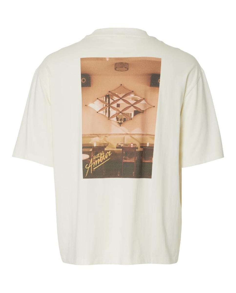 T-shirt de Manga Curta Relaxed Fit Creme-2