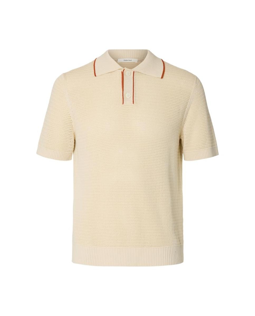 Polo de Malha com Manga Curta e Botões Branco-2
