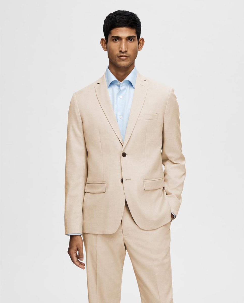 Imagen 0 de Chaqueta de hombre de traje Slim Fit Beige