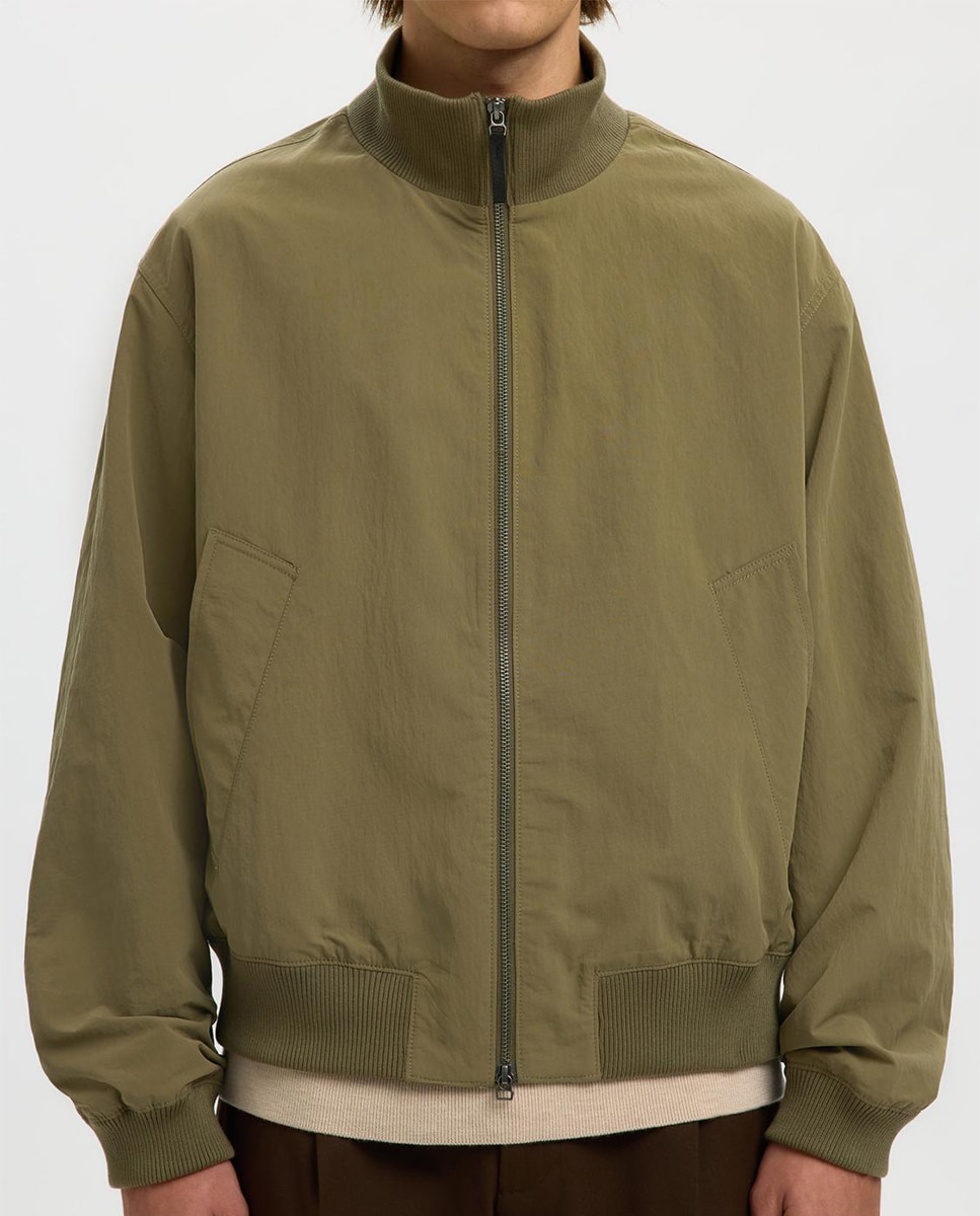 Blusão Bomber Liso com Fecho de Correr Verde-3