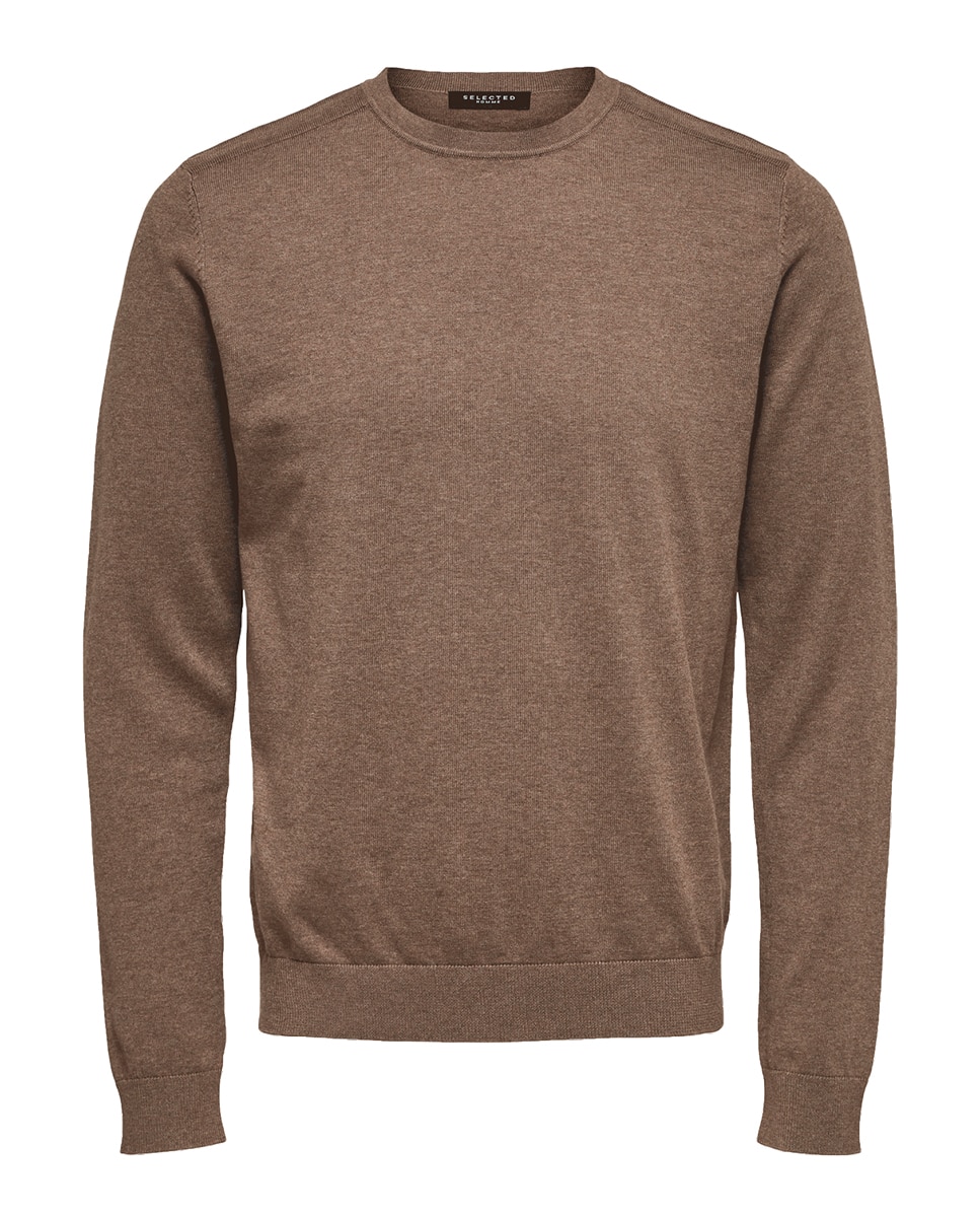Camisola de malha de homem com decote redondo Castanho-6