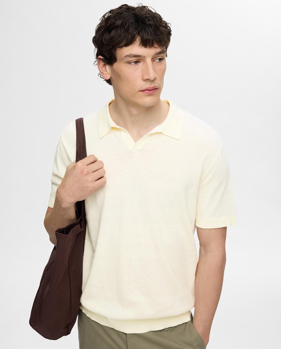 Polo de Manga Curta Bege-1