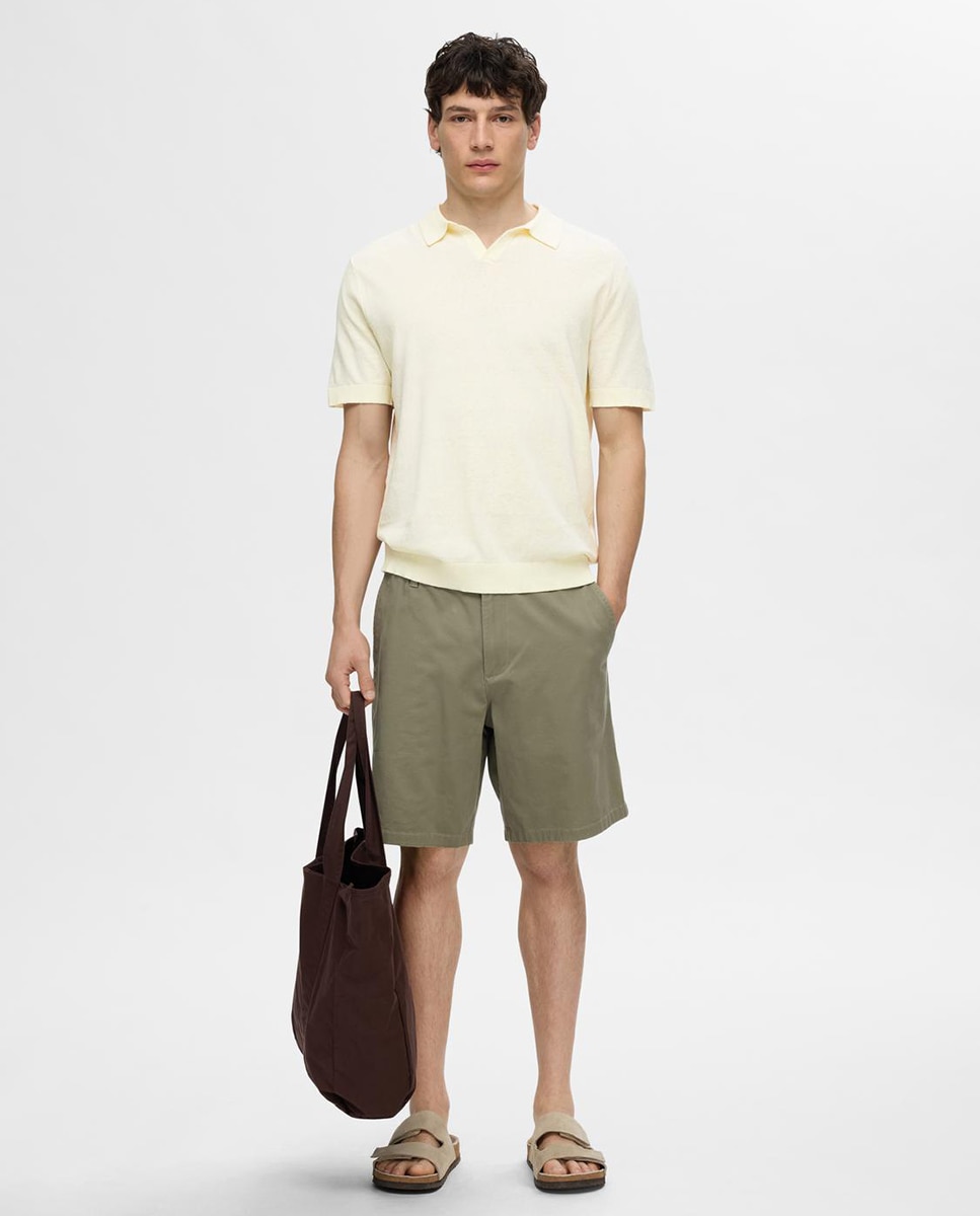 Polo de Manga Curta Bege-4