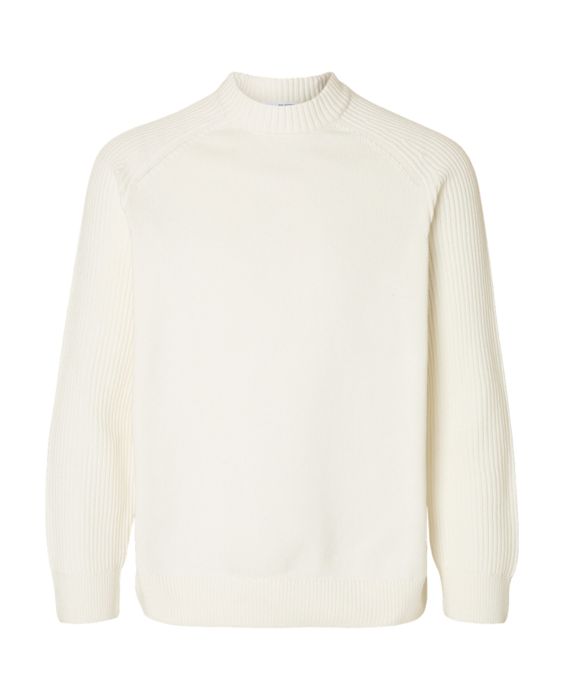 Camisola de Malha de Decote Redondo Branco-3