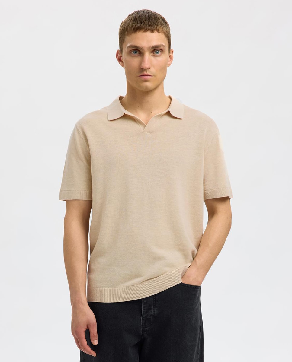 Polo de homem manga curta Bege-1