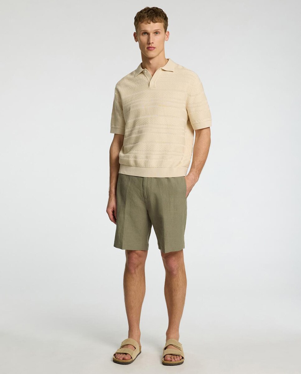 Camisola de Malha Mesclada Bege-3
