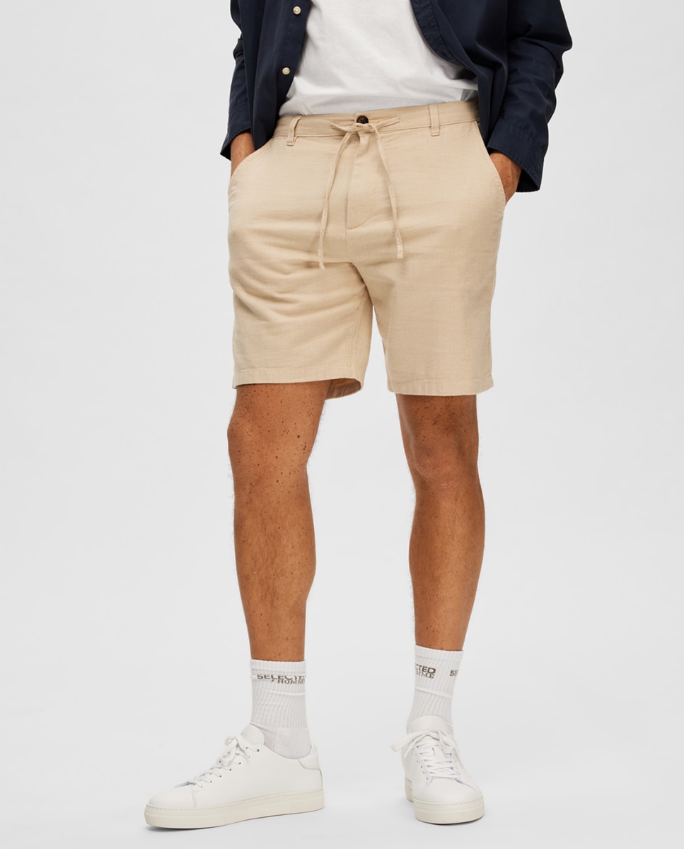 Pantalón de hombre corto - Selected - Beige Crema-2
