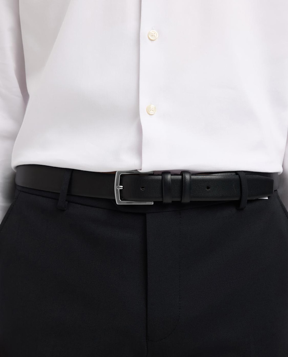 Imagen 2 de Cinturón de hombre 100% piel con hebilla - Selected - Negro Negro