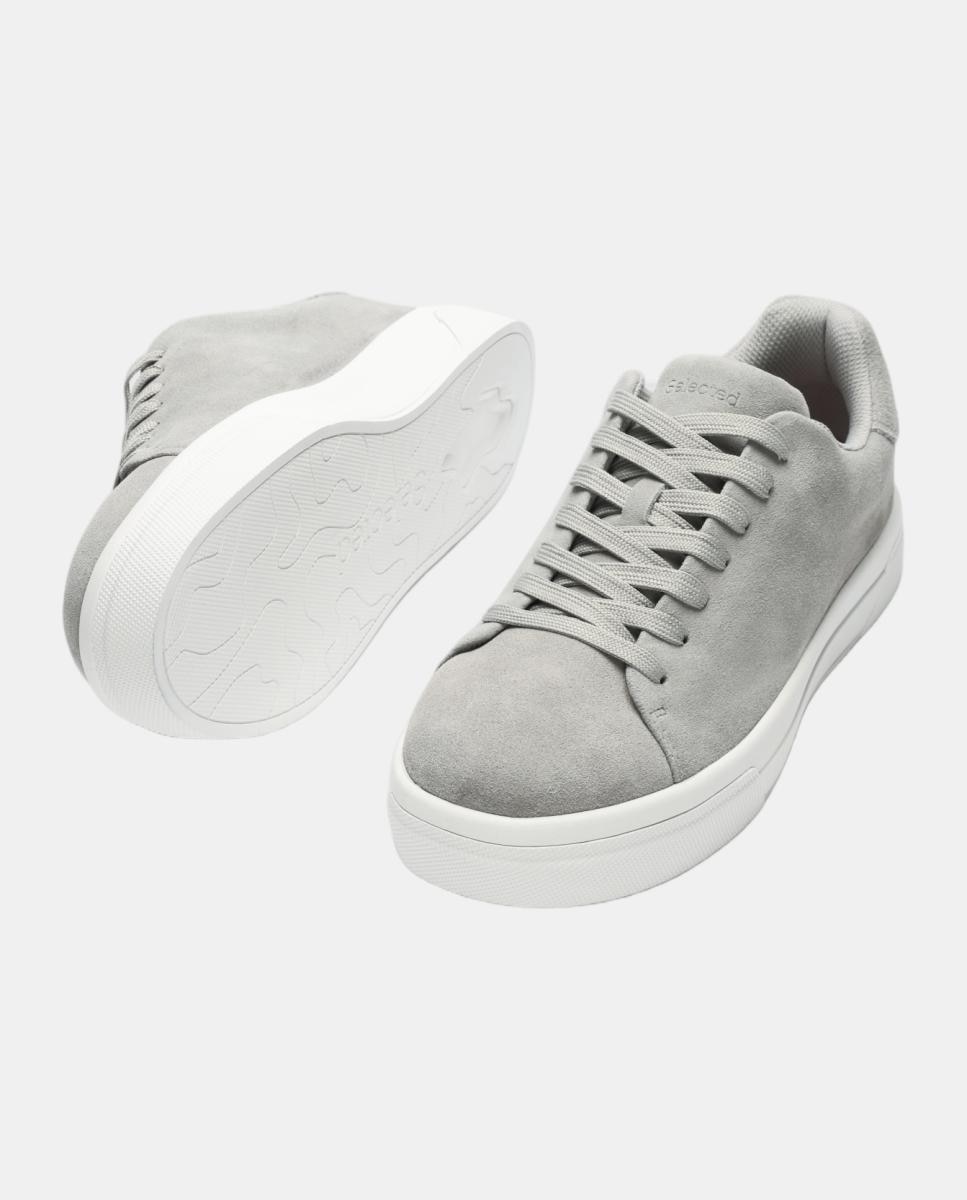 Imagen 2 de Zapatillas de piel con cierre de cordones - Selected - Gris Gris