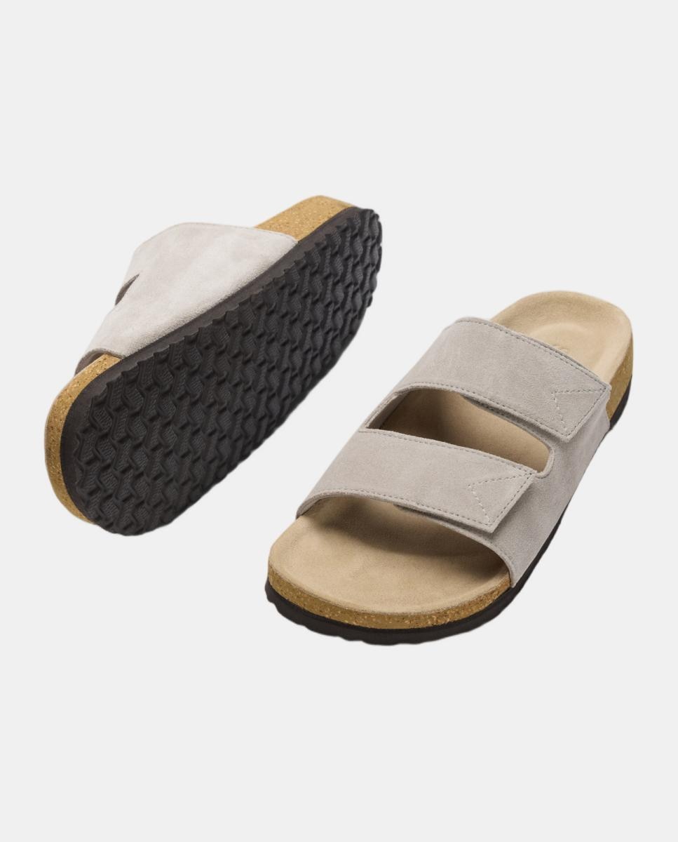 Slider de Camurça com Fecho Aderente Verde Água-2