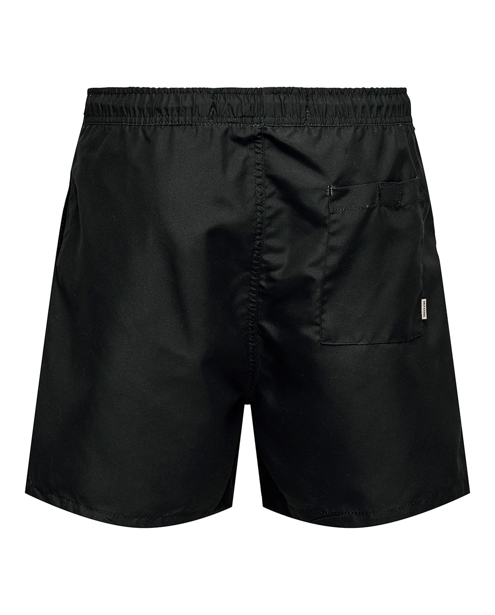 Calções de banho lisos Preto-5