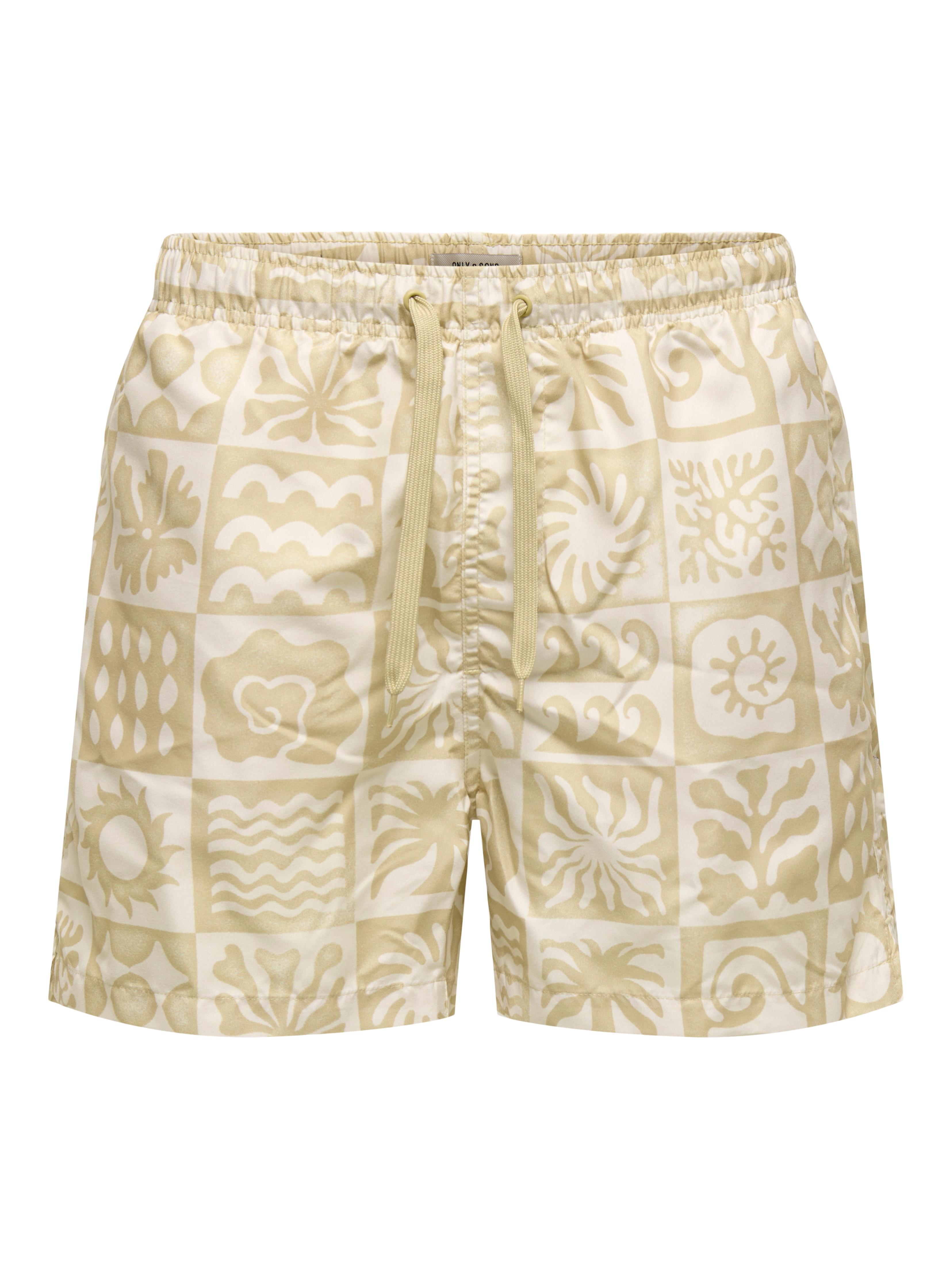 Calções de Banho Estampados Creme-2