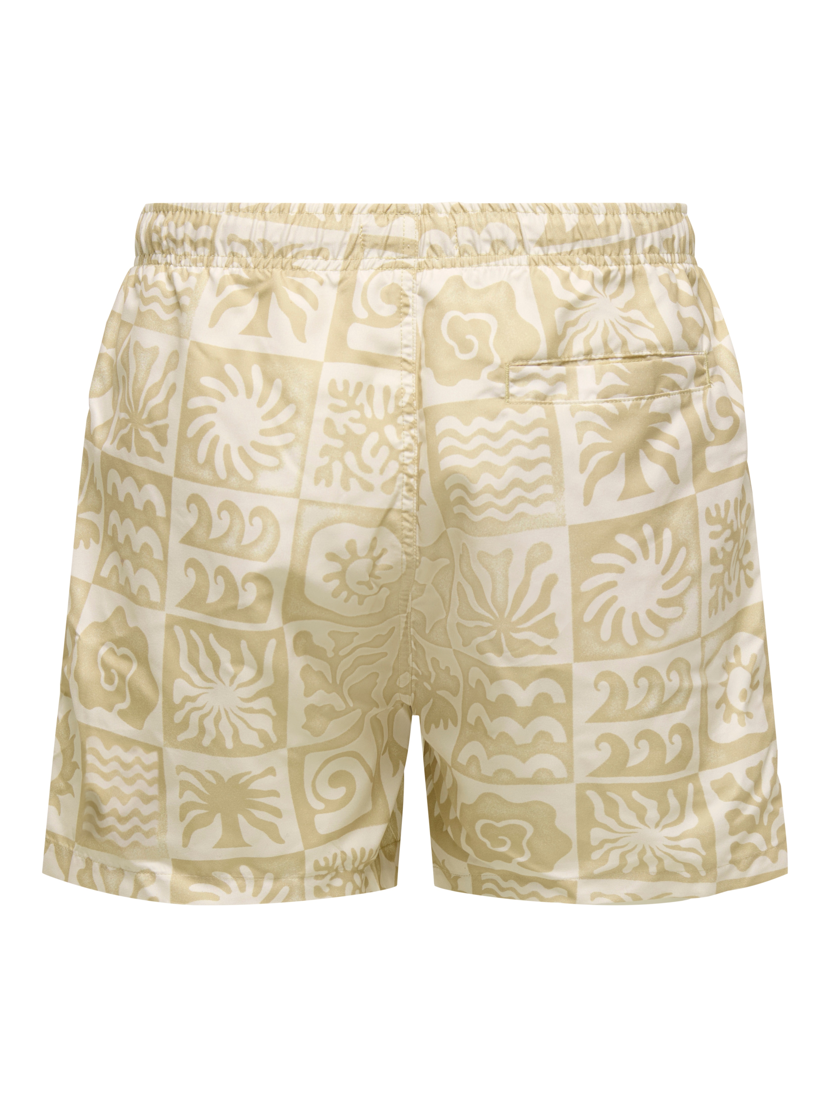 Calções de Banho Estampados Creme-3