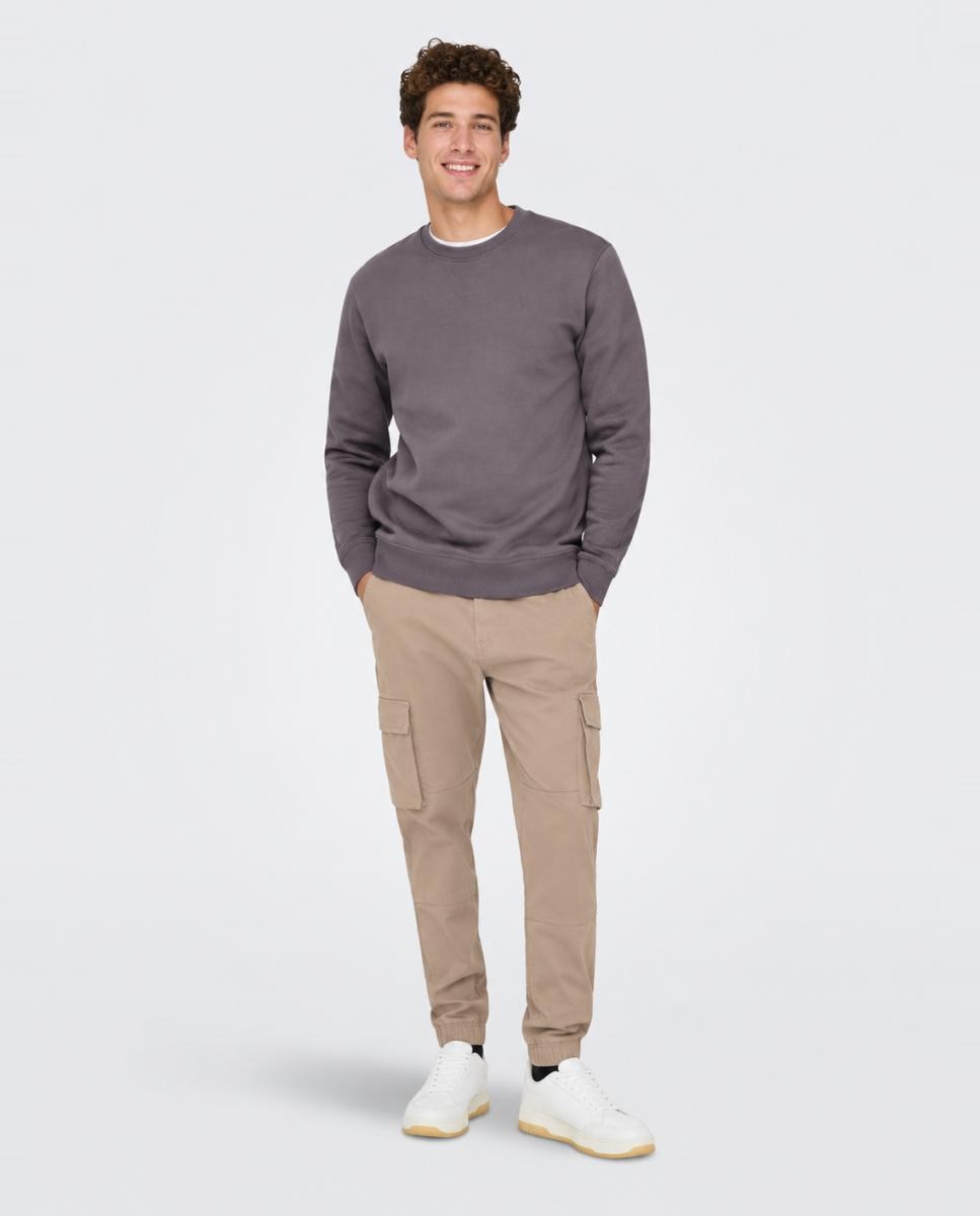 Pantalón cargo de hombre regular fit. - Only & Sons - Gris Beige-1
