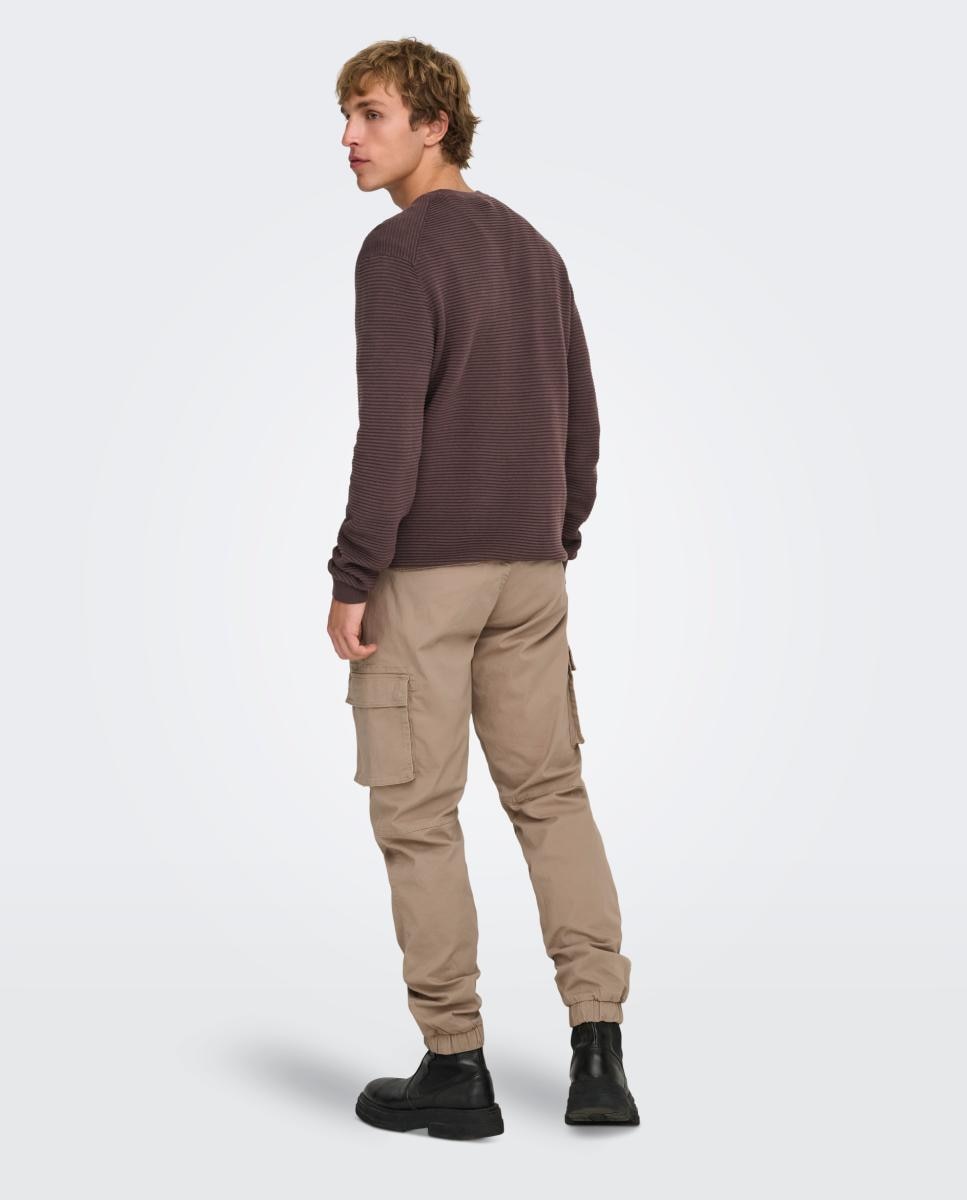 Pantalón cargo de hombre regular fit. - Only & Sons - Gris Beige-3