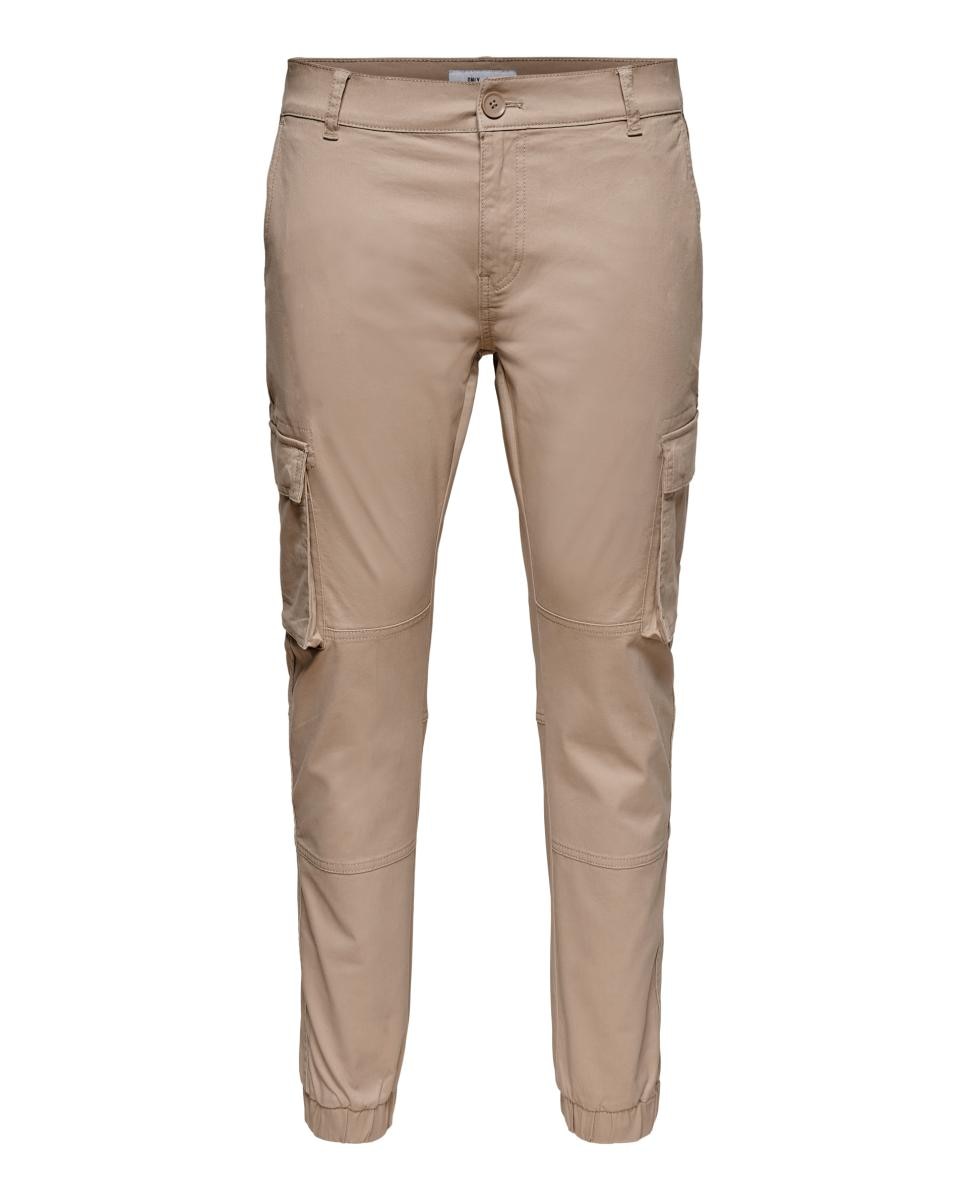 Pantalón cargo de hombre regular fit. - Only & Sons - Gris Beige-4