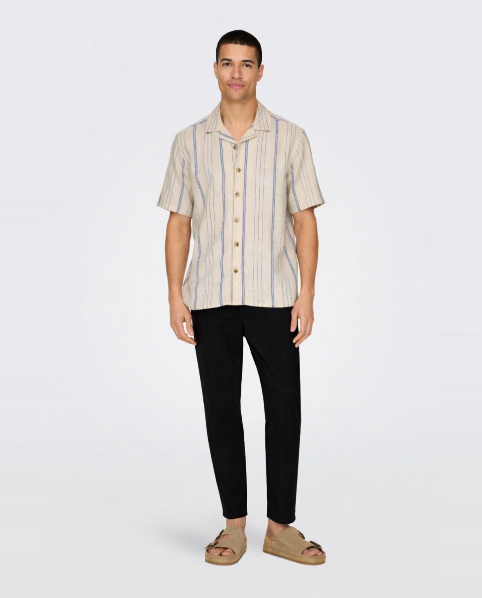 Pantalón de lino de hombre - Only & Sons - Negro Negro-1