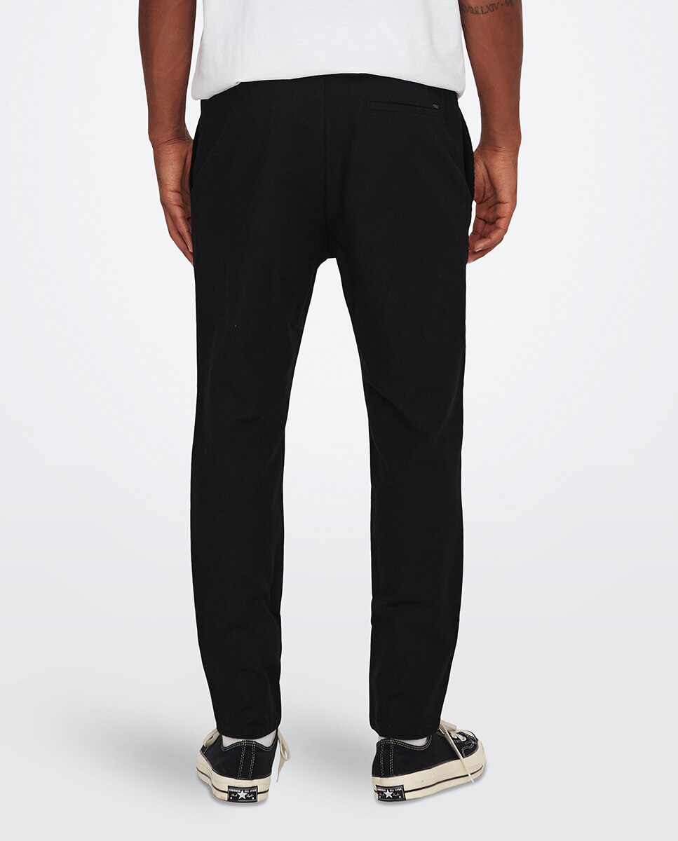 Pantalón de lino de hombre - Only & Sons - Negro Negro-3