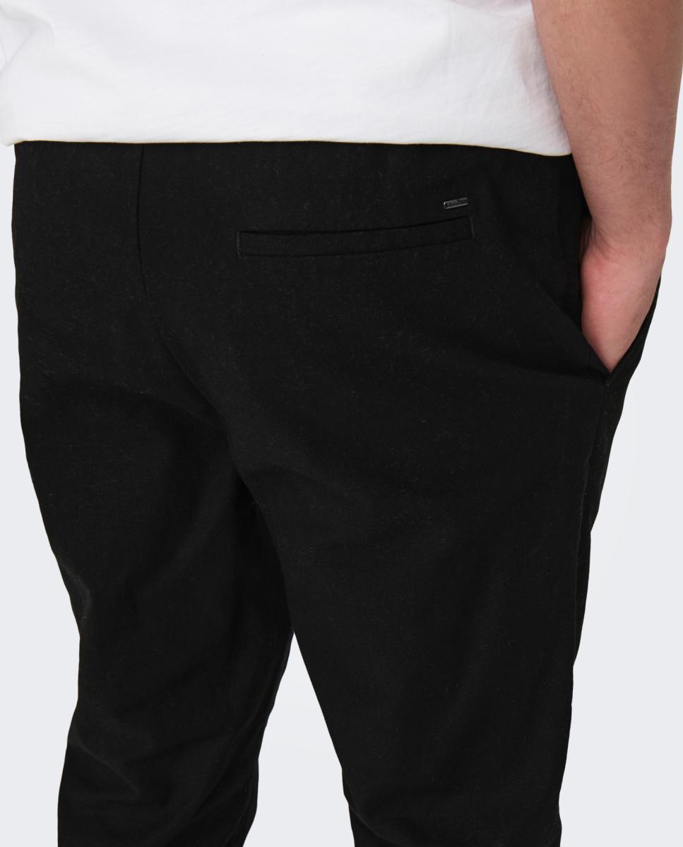 Pantalón de lino de hombre - Only & Sons - Negro Negro-4