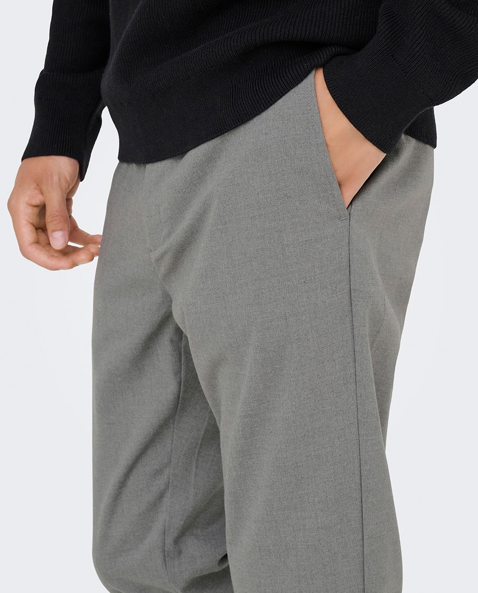 Calças Regular Fit Cinzento-claro-5