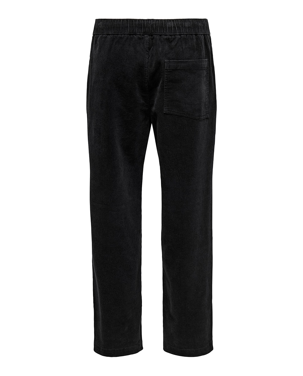 Calças de bombazina loose fit Preto-7