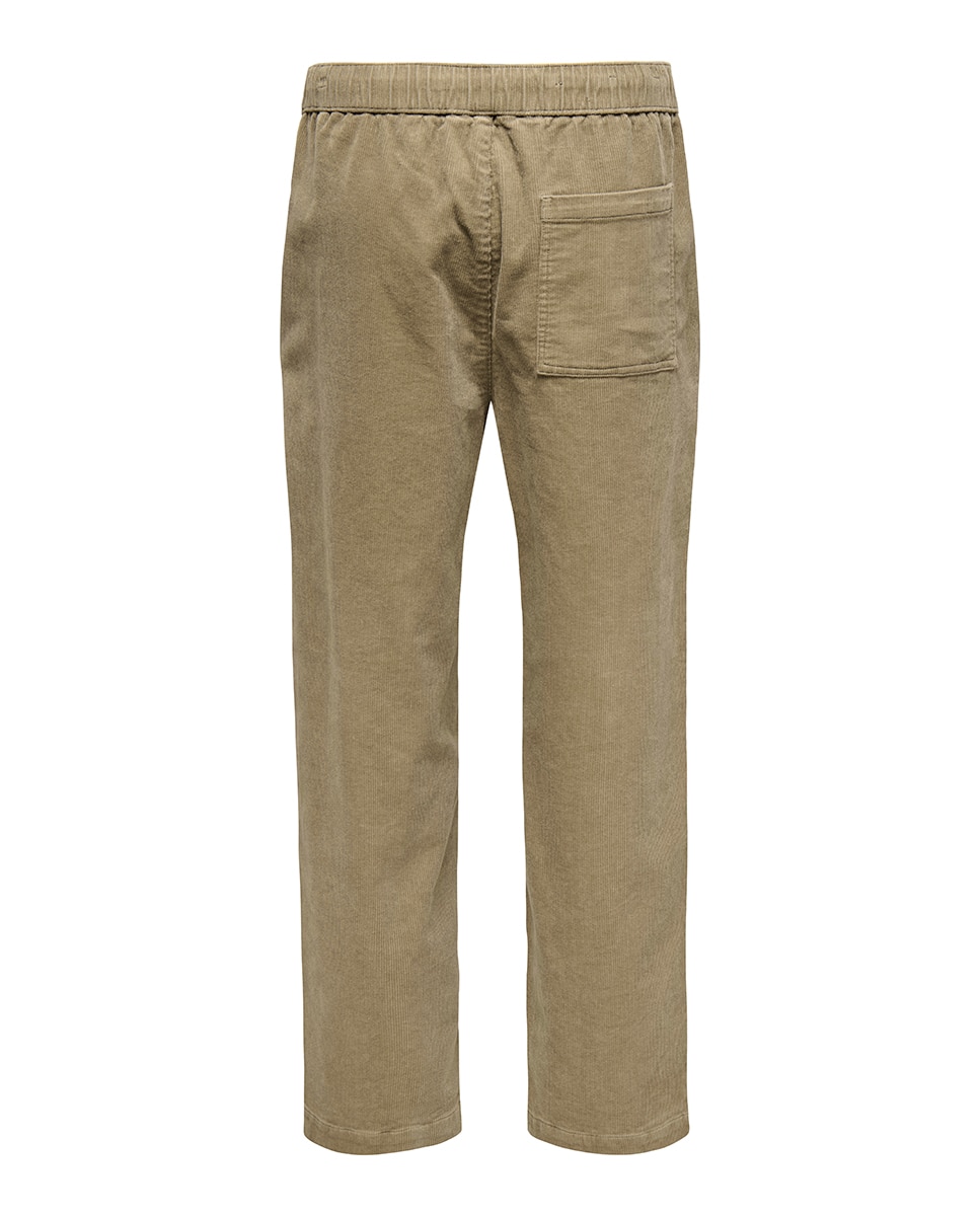 Calças de bombazina loose fit Bege-7