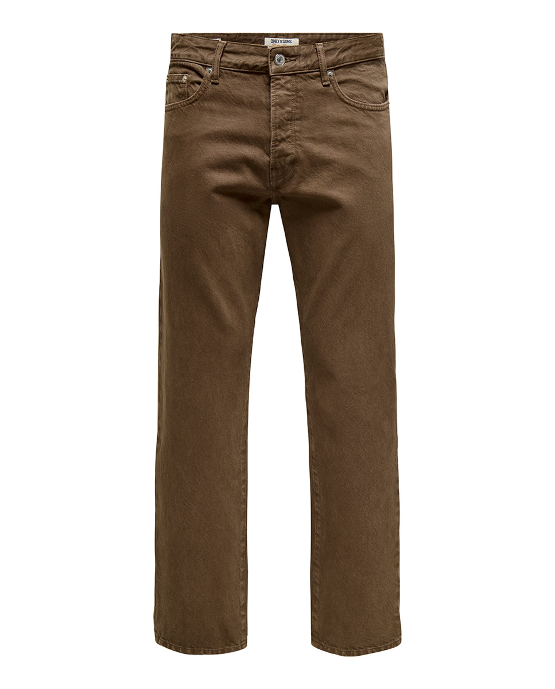 Jeans Straight Fit 100% Algodão Castanho-5