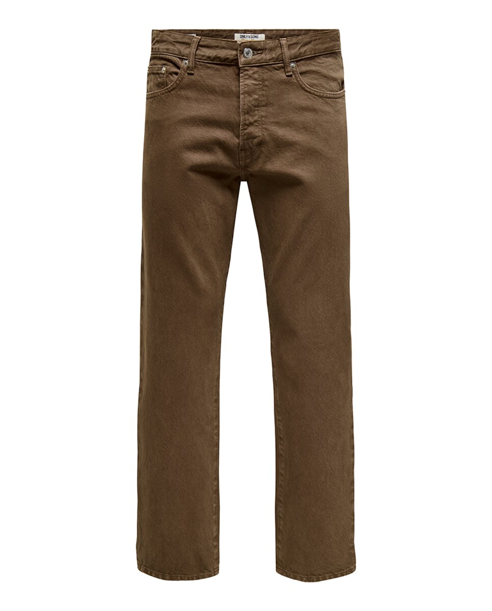 Jeans Straight Fit 100% Algodão. Castanho-5