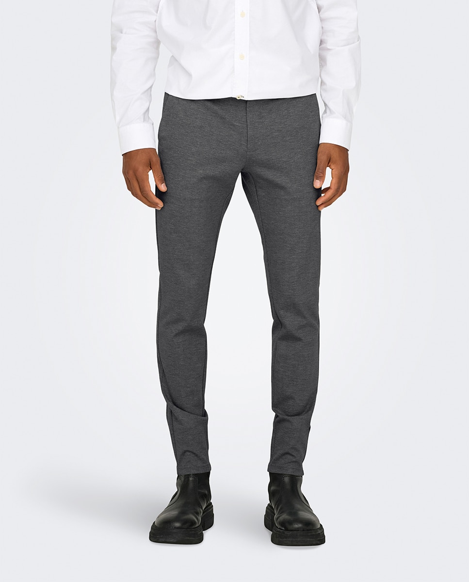 Pantalón de hombre estilo chino. Sim fit. - Only & Sons - Gris oscuro Gris oscuro-1
