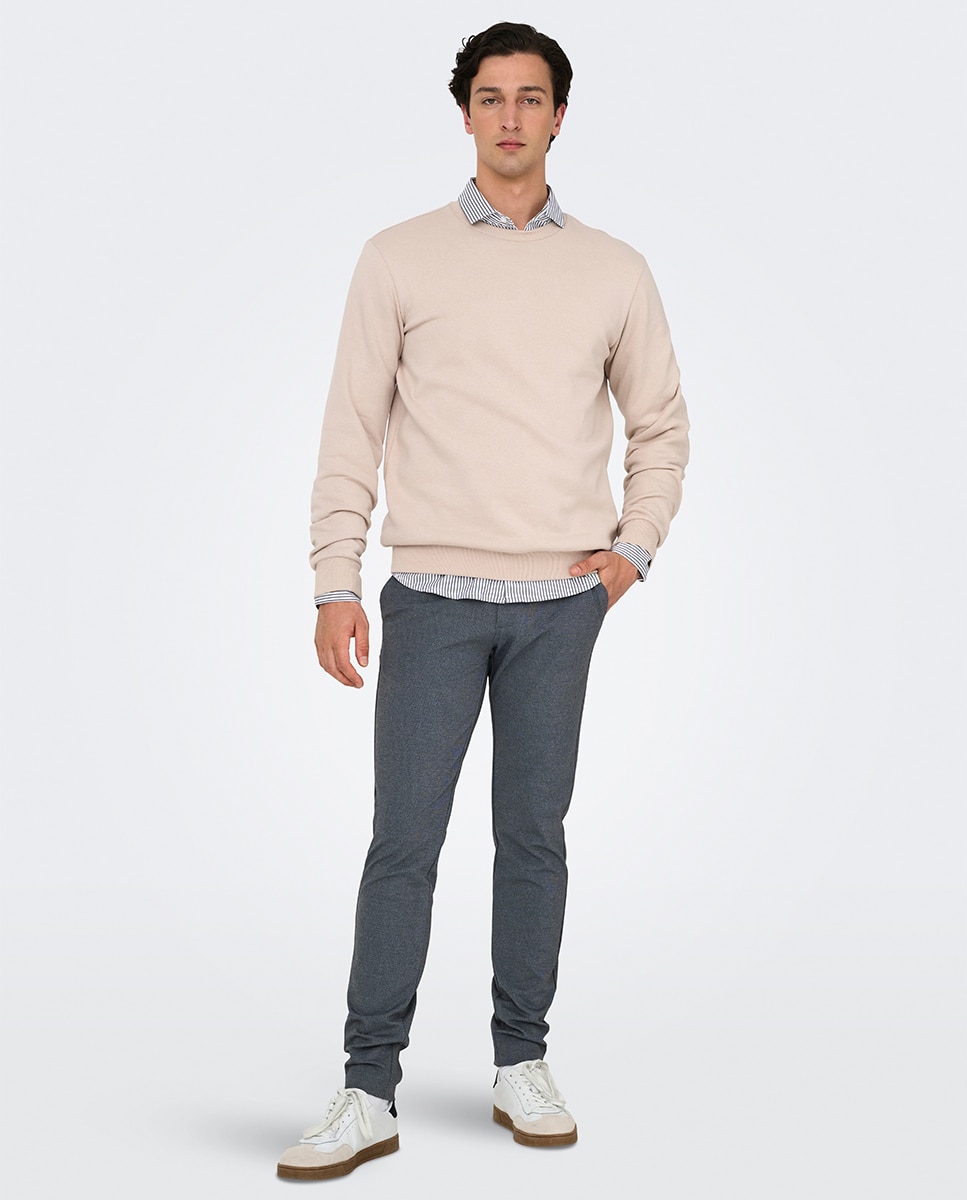 Pantalón de hombre estilo chino. Sim fit. - Only & Sons - Azul marino Azul marino-1