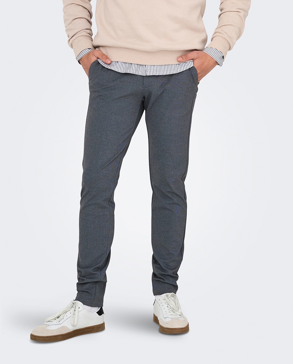 Pantalón de hombre estilo chino. Sim fit. - Only & Sons - Azul marino Azul marino-2