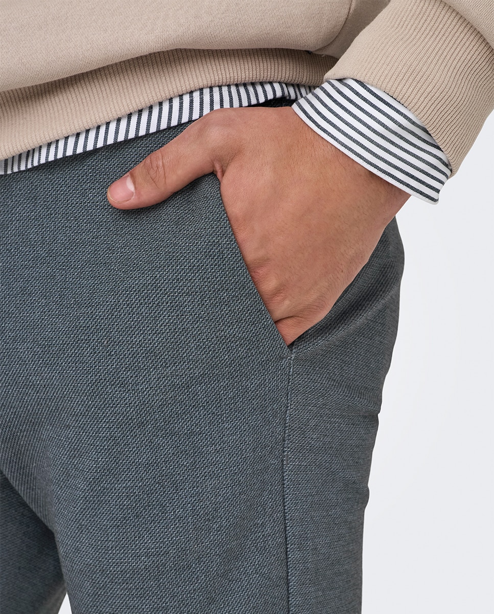 Pantalón de hombre estilo chino. Sim fit. - Only & Sons - Azul marino Azul marino-4