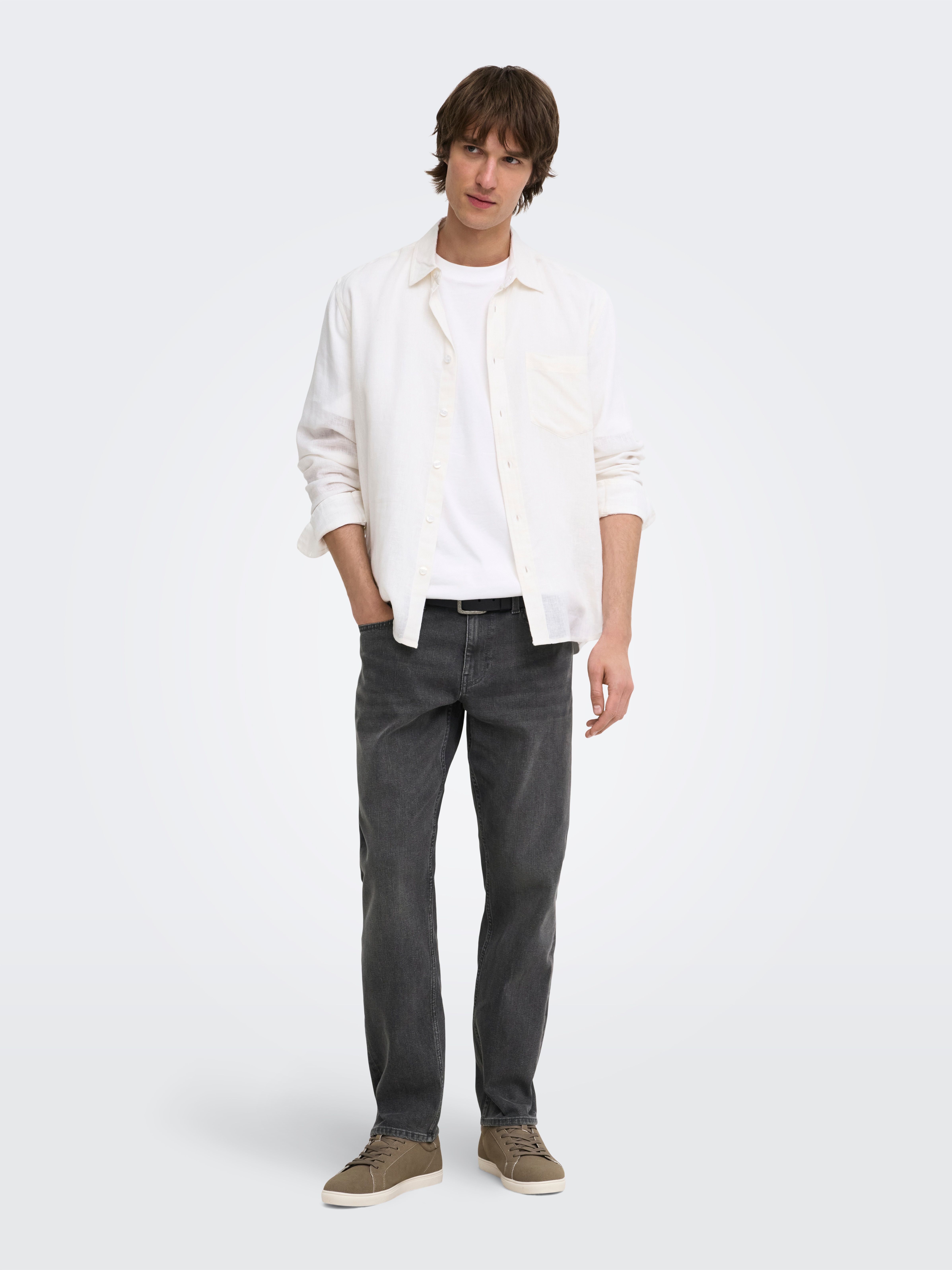 Pantalón vaquero de hombre regular fit - Only & Sons - Gris oscuro Gris oscuro-1