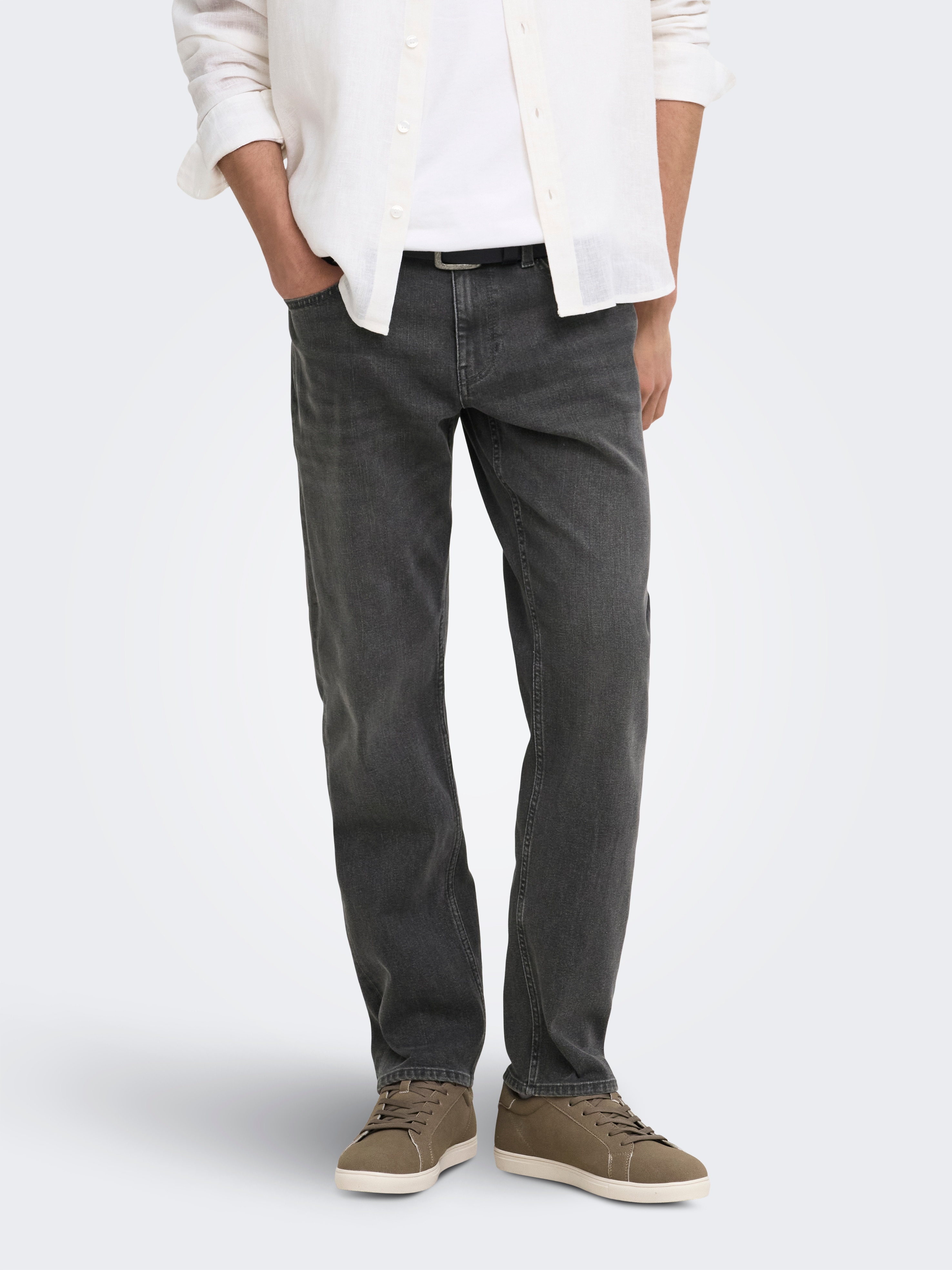 Pantalón vaquero de hombre regular fit - Only & Sons - Gris oscuro Gris oscuro-2