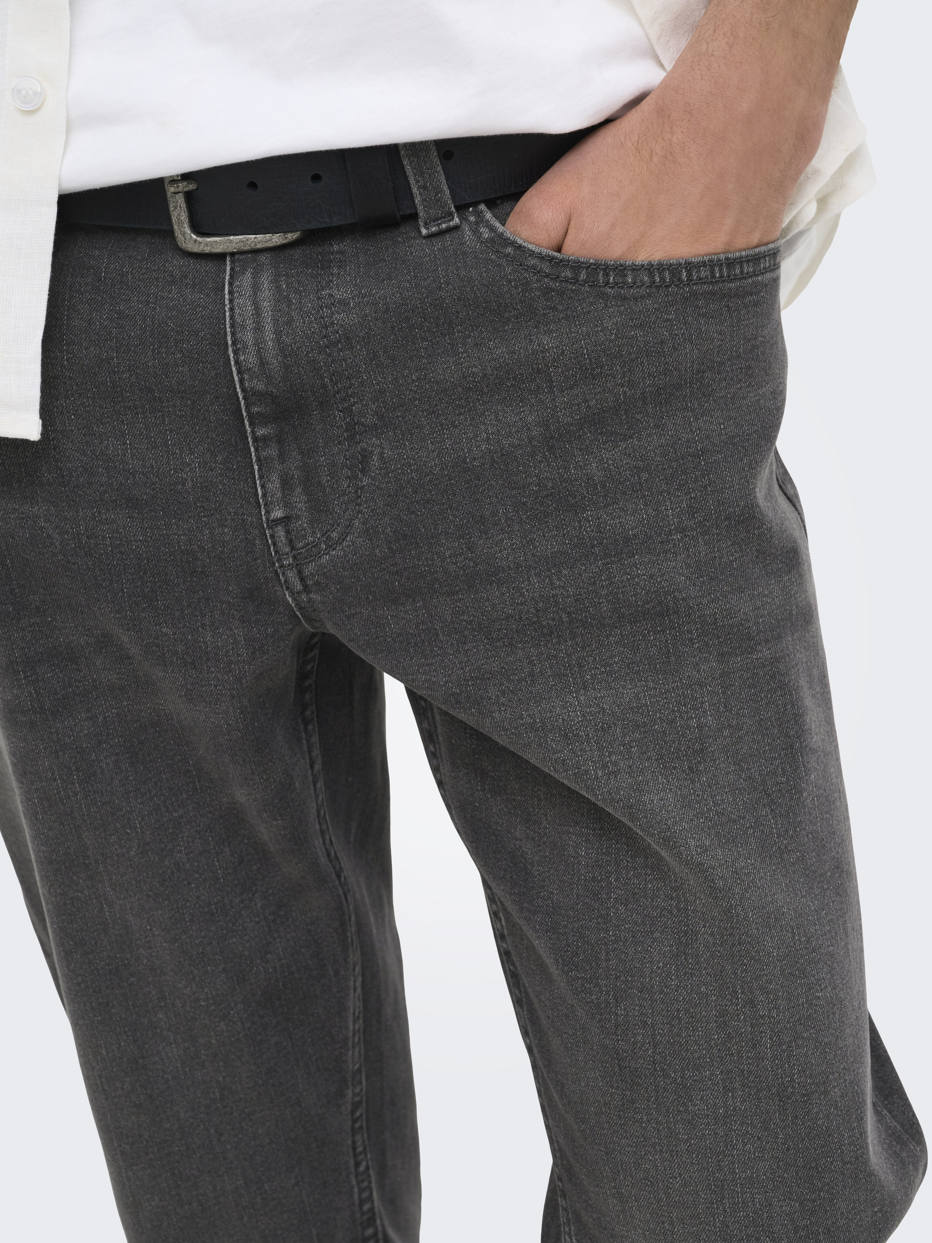 Pantalón vaquero de hombre regular fit - Only & Sons - Gris oscuro Gris oscuro-4