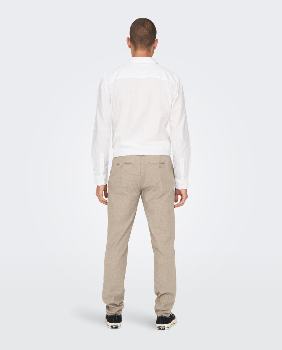 Calças Chino Tapered Fit Bege-2