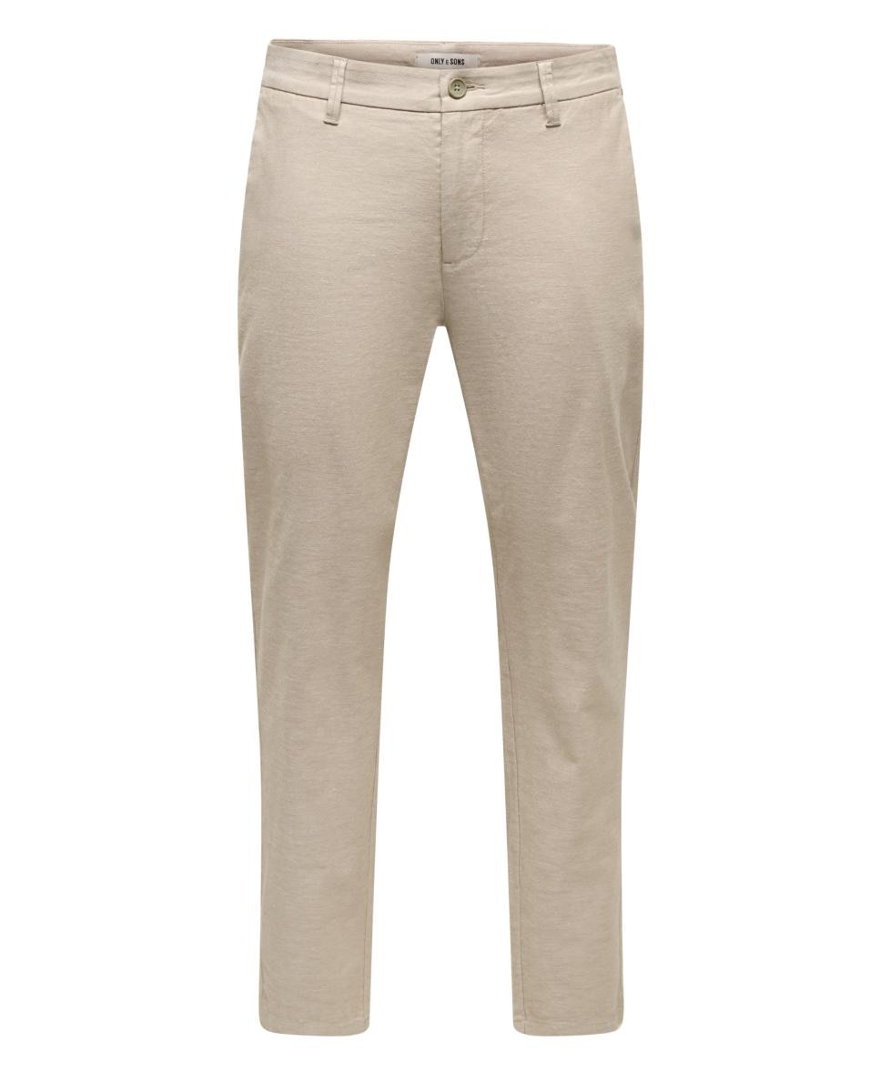 Calças Chino Tapered Fit Bege-3