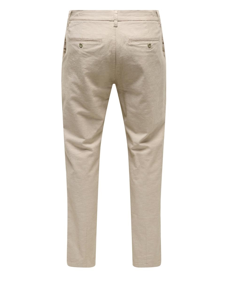 Calças Chino Tapered Fit Bege-4