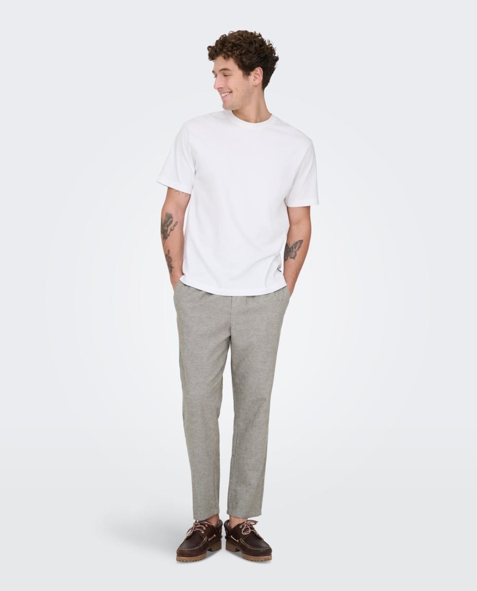 Pantalón de lino de hombre - Only & Sons - Marrón Marrón-1