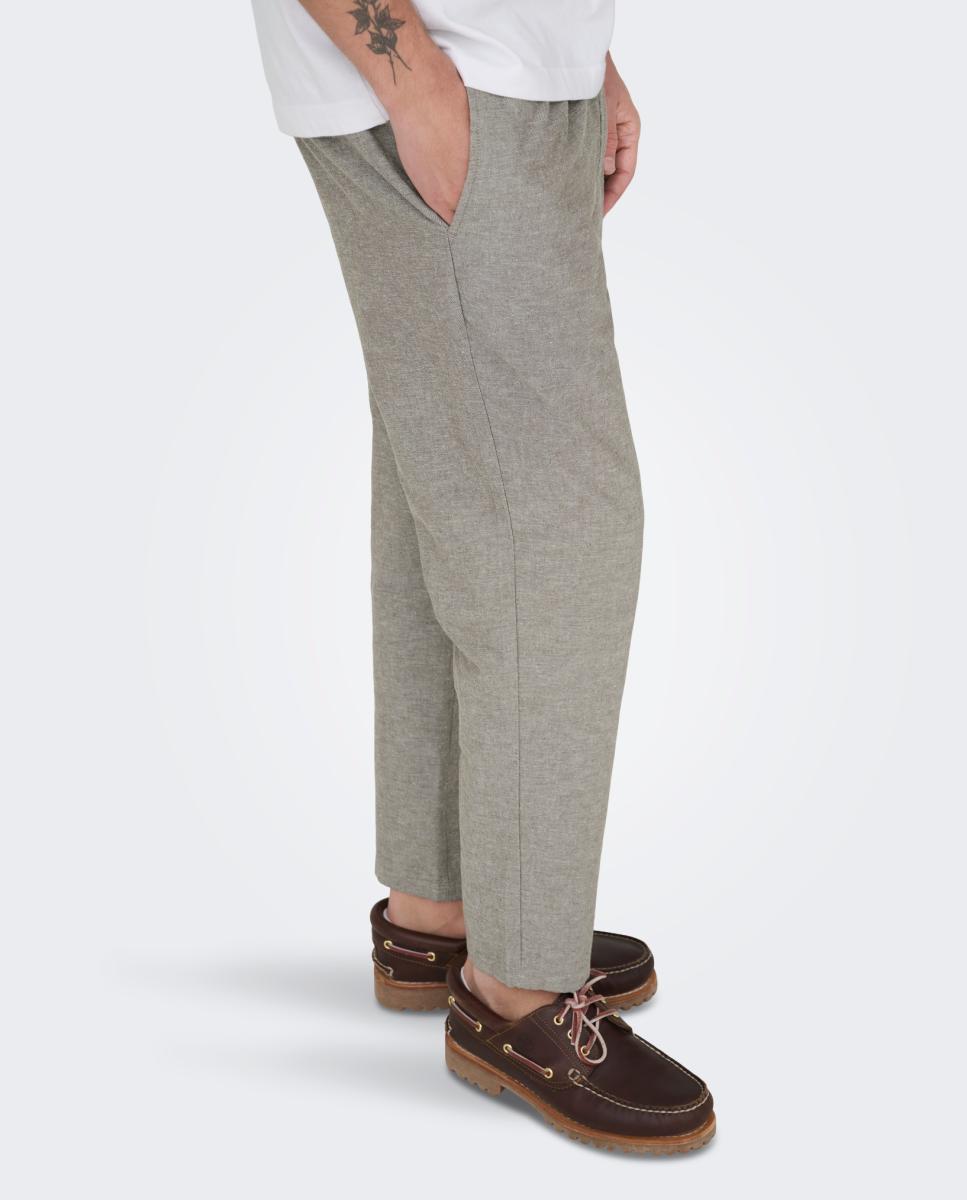 Pantalón de lino de hombre - Only & Sons - Marrón Marrón-2