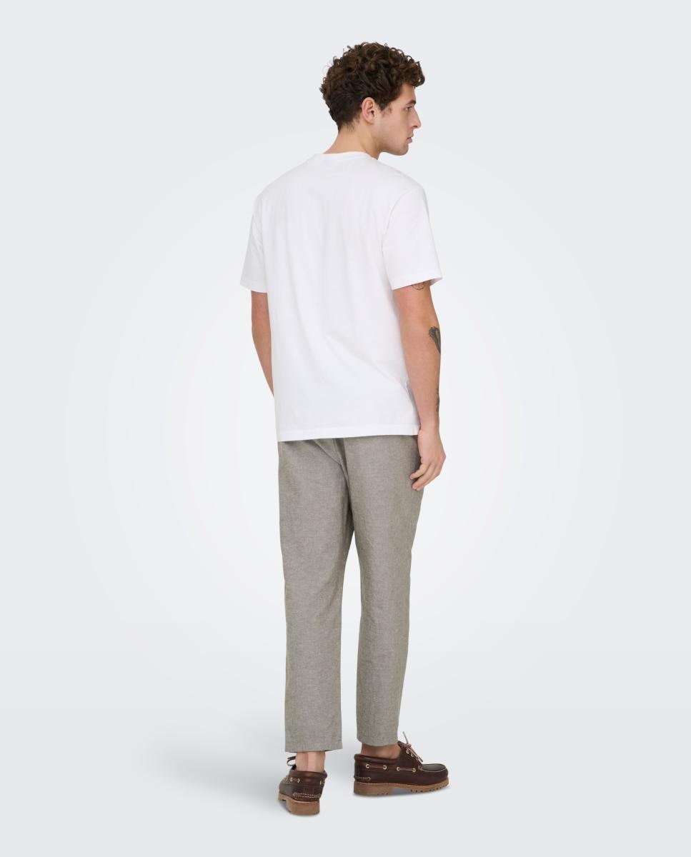 Pantalón de lino de hombre - Only & Sons - Marrón Marrón-3