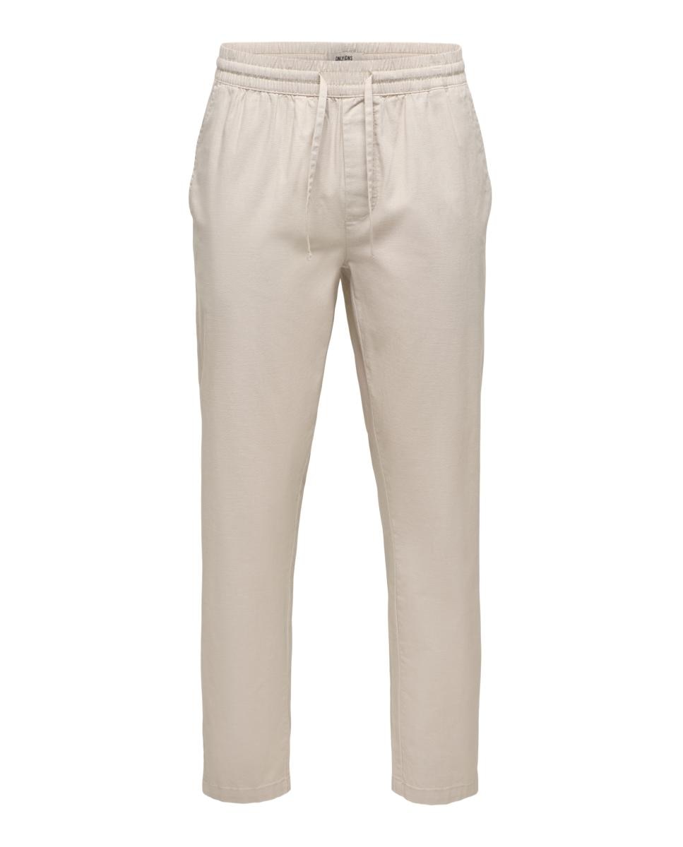 Calças Tapered Fit. Composto por Algodão e Elastano Bege-4
