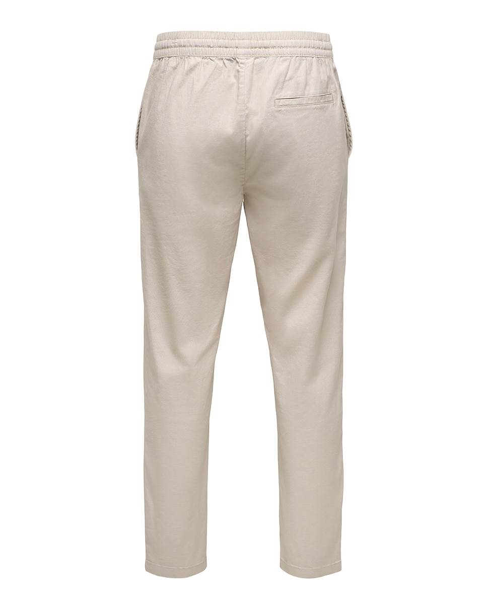 Calças Tapered Fit. Composto por Algodão e Elastano Bege-5