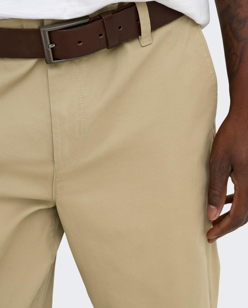 Calças Chino Regular Fit Bege-2